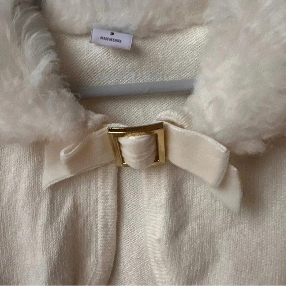 Janie And Jack Girls Sz 3 Cream Shrug With Fur Collar  Christmas Formal - Picture 2 of 5